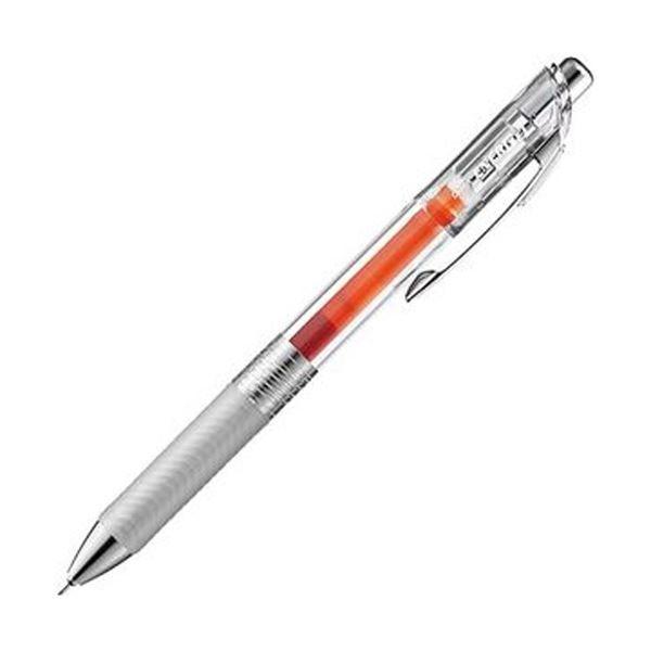 （まとめ）ぺんてる ゲルインクボールペン ノック式エナージェル インフリー 0.5mm オレンジ（軸色：クリア）BLN75TL-F 1セット（10本）〔×10セット〕