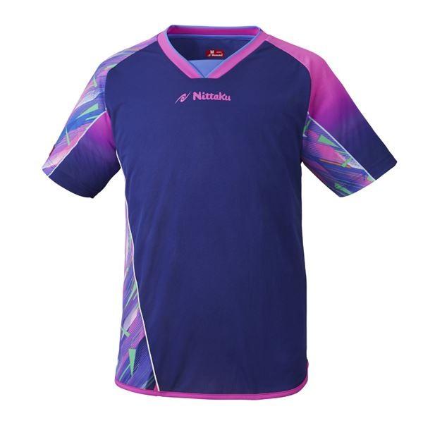 【 新品 】 Nittaku（ニッタク） 卓球ゲームシャツ DELTO SHIRT デルトシャツネイビー×ピンクO その他卓球用品