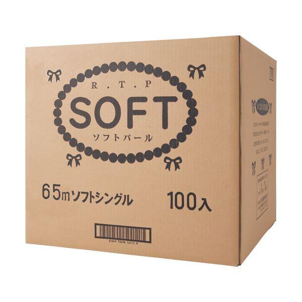 （まとめ）太洋紙業 トイレットペーパー ソフト パール シングル 芯あり 65m 1ケース（100ロール） 〔×3セット〕_1