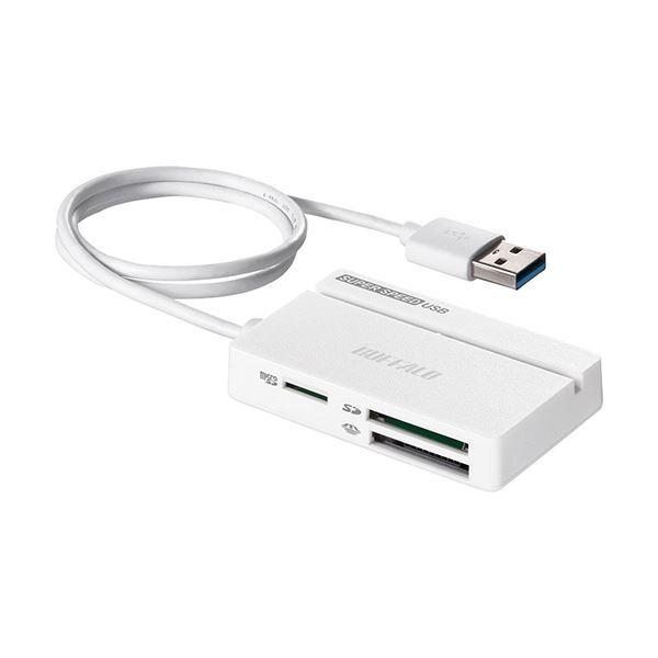 （まとめ）バッファロー USB3.0マルチカードリーダー スタンダード ホワイト BSCR100U3WH 1台 〔×3セット〕