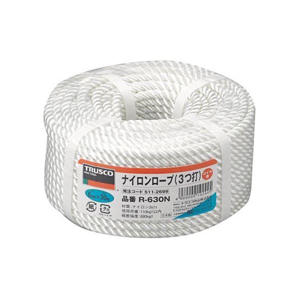 (まとめ) TRUSCO ナイロン縄索 6mm×30m 捲線巻 R-630N 1巻 〔×3仕かける〕
