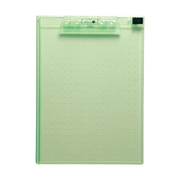 （まとめ）リヒトラブ AQUA DROPsクリップボード A4タテ 黄緑 A-5010-6 1枚〔×20セット〕
