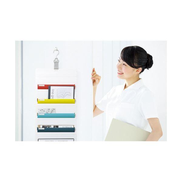 （まとめ） コクヨさっと出し入れできる壁掛けポケット 書類用 マルチカラー フ-KPM50-3 1個 〔×5セット〕_5