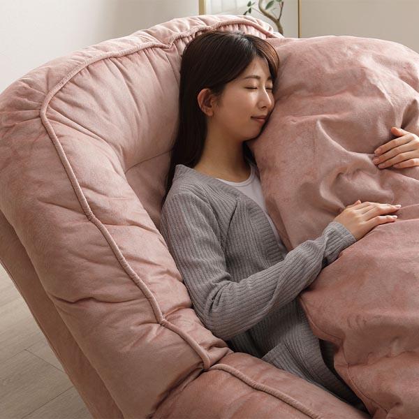 3WAY ソファ ベッド 約幅85×奥行105-165×高さ27-77cm ダスティピンク