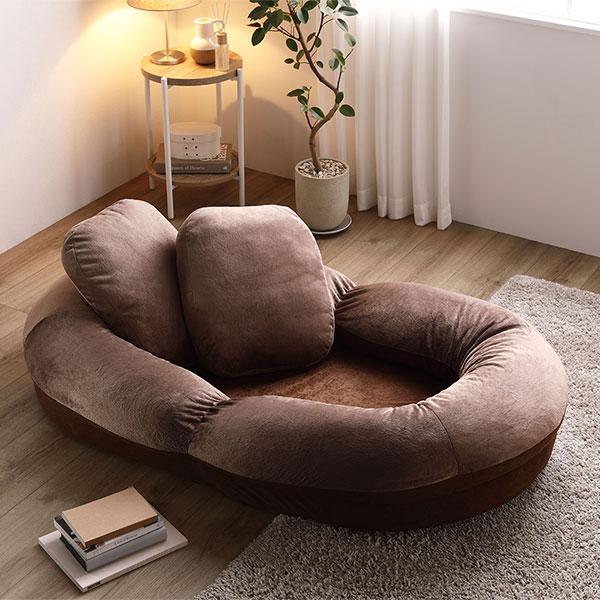 3WAY ソファベッド ブラウン もちもちボート型 リクライニング