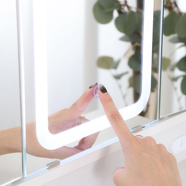 三面鏡ドレッサー WH LEDライト付き 組立品 : リトルトゥリーズ - 通販