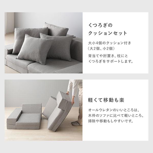 マルチウェイ フロアソファ 〔グレー〕 ウレタン ソファベッド