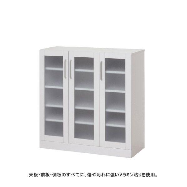 食器棚 キッチン収納 約89.5×90cm ホワイト 可動棚 棚付 扉収納
