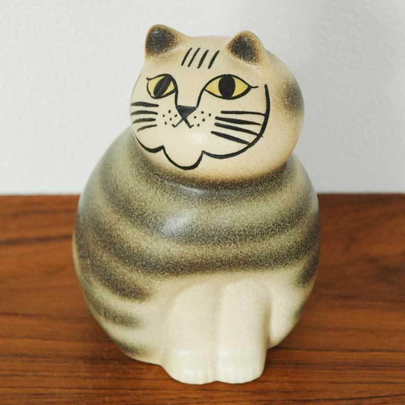 リサラーソン ミア 猫の陶器フィギュア 灰色のストライプ 【公式通販】