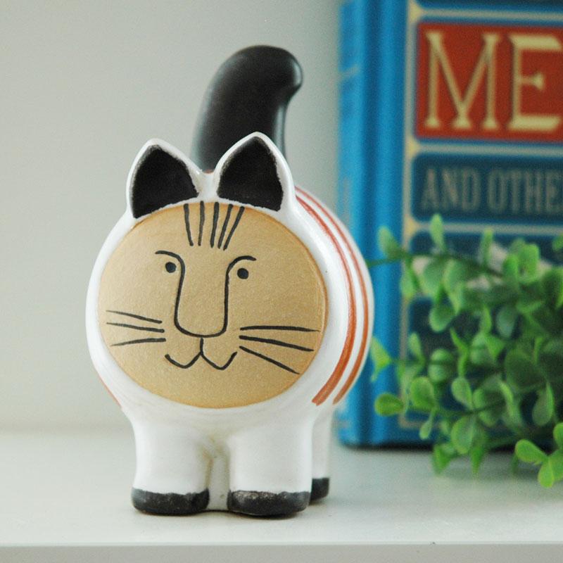 北欧】Lisa Larson dieci cat ボーダーレッド