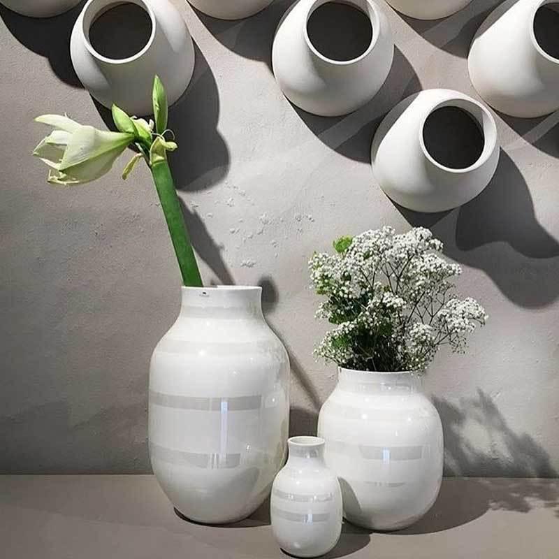 Omaggio(オマジオ）フラワーベース H=12.5cm パールホワイト 花瓶