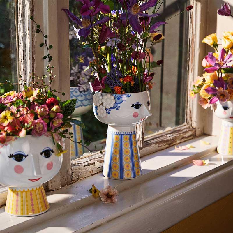 EVA VASES(エバ・ベース）H18.5cm ブルー×ローズ ビヨン・ヴィン