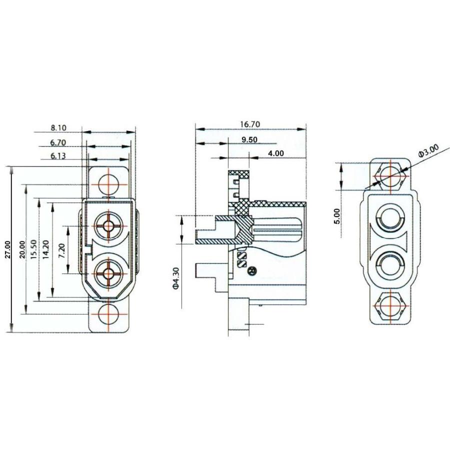 AMASS 純正 XT60E-M ドローン用マウント式XT60オスコネクター 【メール便可】　｜littlebellanca｜05