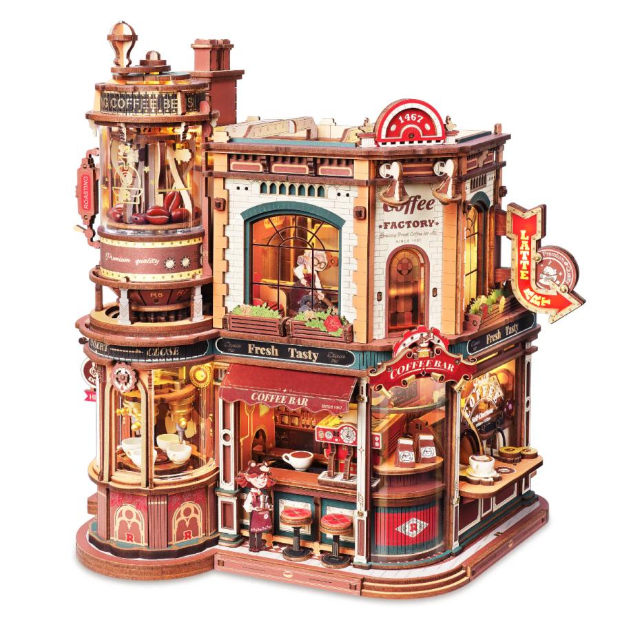 ROBOTIME DIYキット ドリーム・コーヒー工場 EAB02 3D立体木製パズル ROKR Dream Coffee Factory（Yahoo!・ラジコンショップ リトルベランカ）