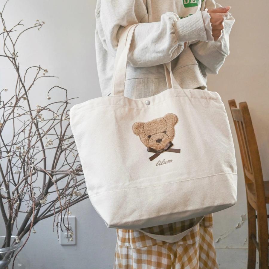 2wayショルダー トートバッグ マザーズバッグ もこもこ テディベア 名