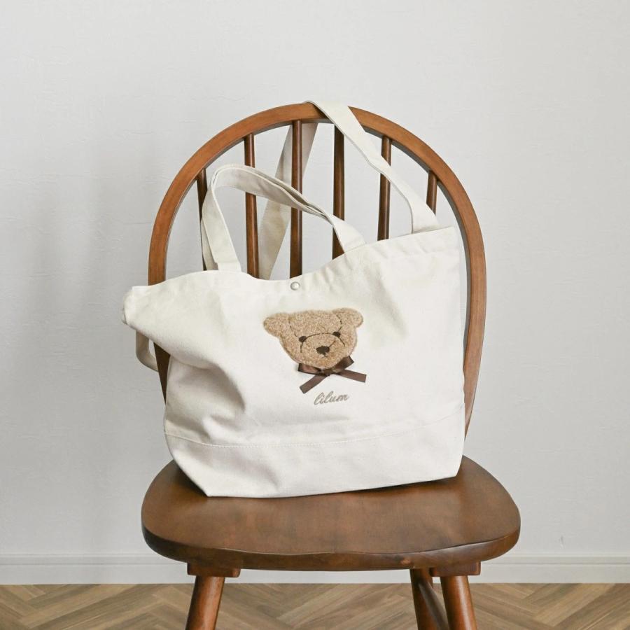 2wayショルダー トートバッグ マザーズバッグ もこもこ テディベア 名