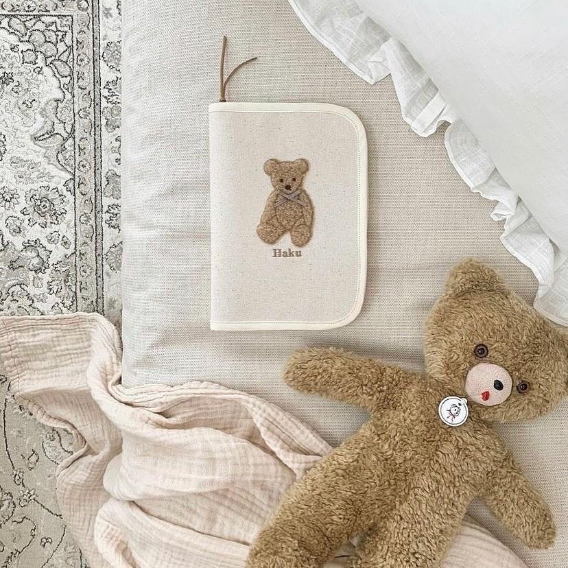 名入れ 母子手帳ケース もこもこテディベア 日本製 名入れ無料 母子