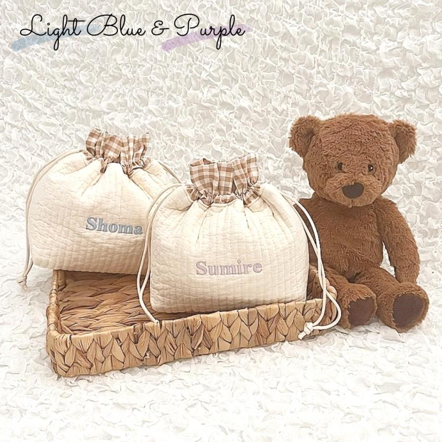 イブル 刺繍巾着 名入れ ヌビポーチ ヌビバッグ ランチバッグ サブ