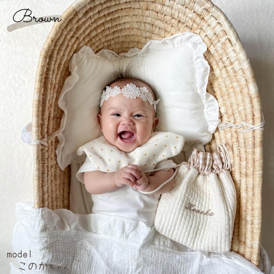 イブル 刺繍巾着 名入れ ヌビポーチ ヌビバッグ ランチバッグ