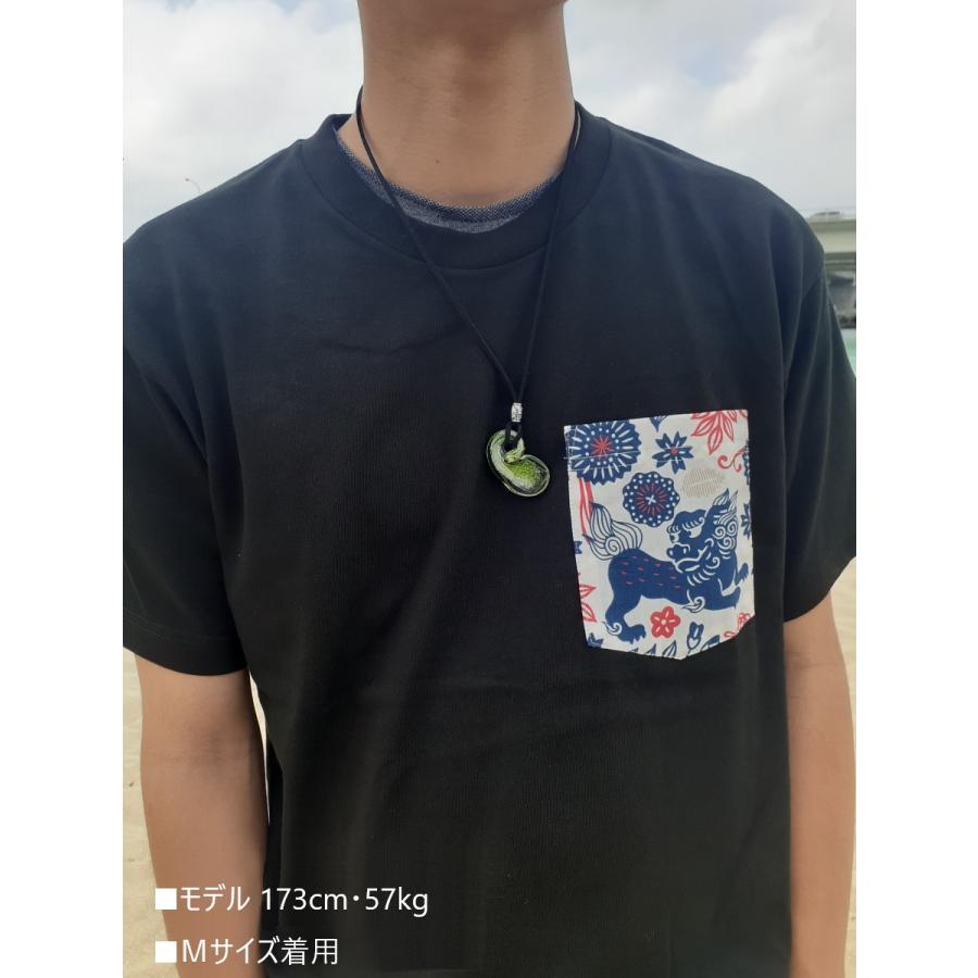 完売〜OKINAWA〜オリジナルポケットTシャツ【白シーサー】BLACK