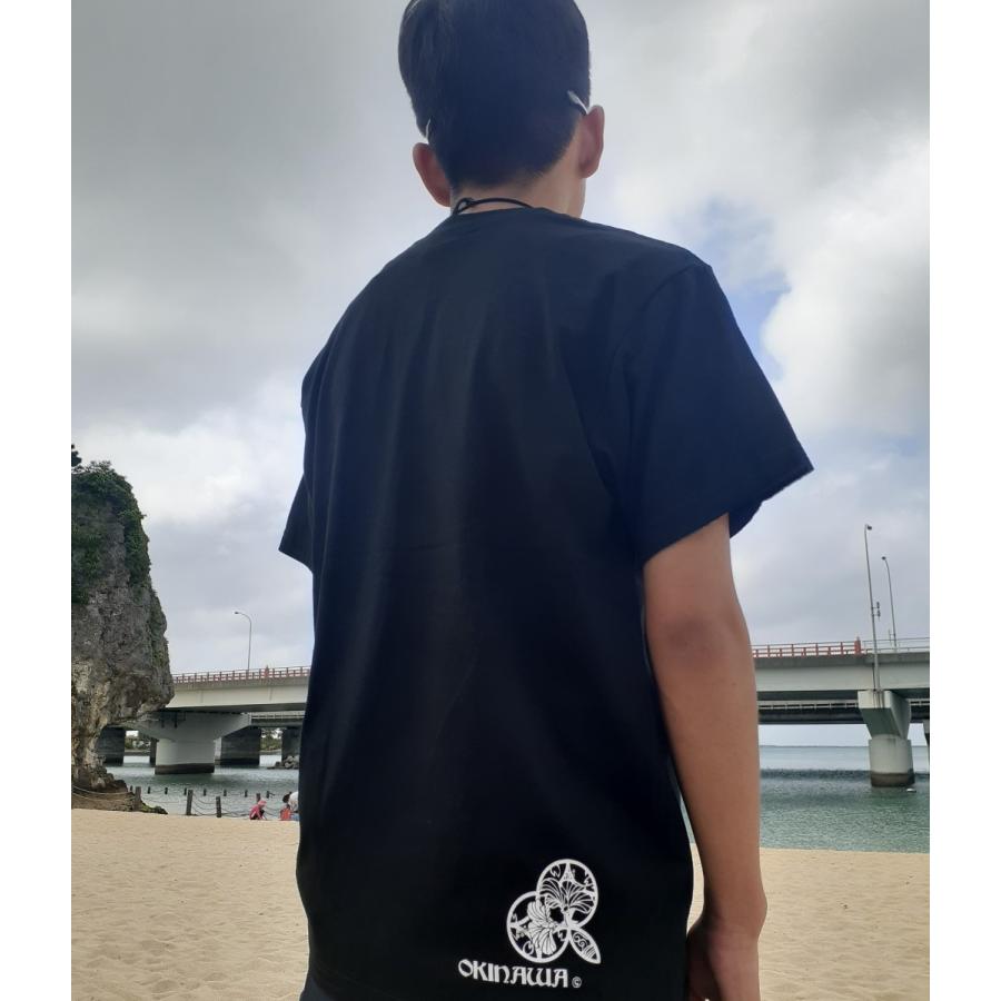 完売〜OKINAWA〜オリジナルポケットTシャツ【白シーサー】BLACK