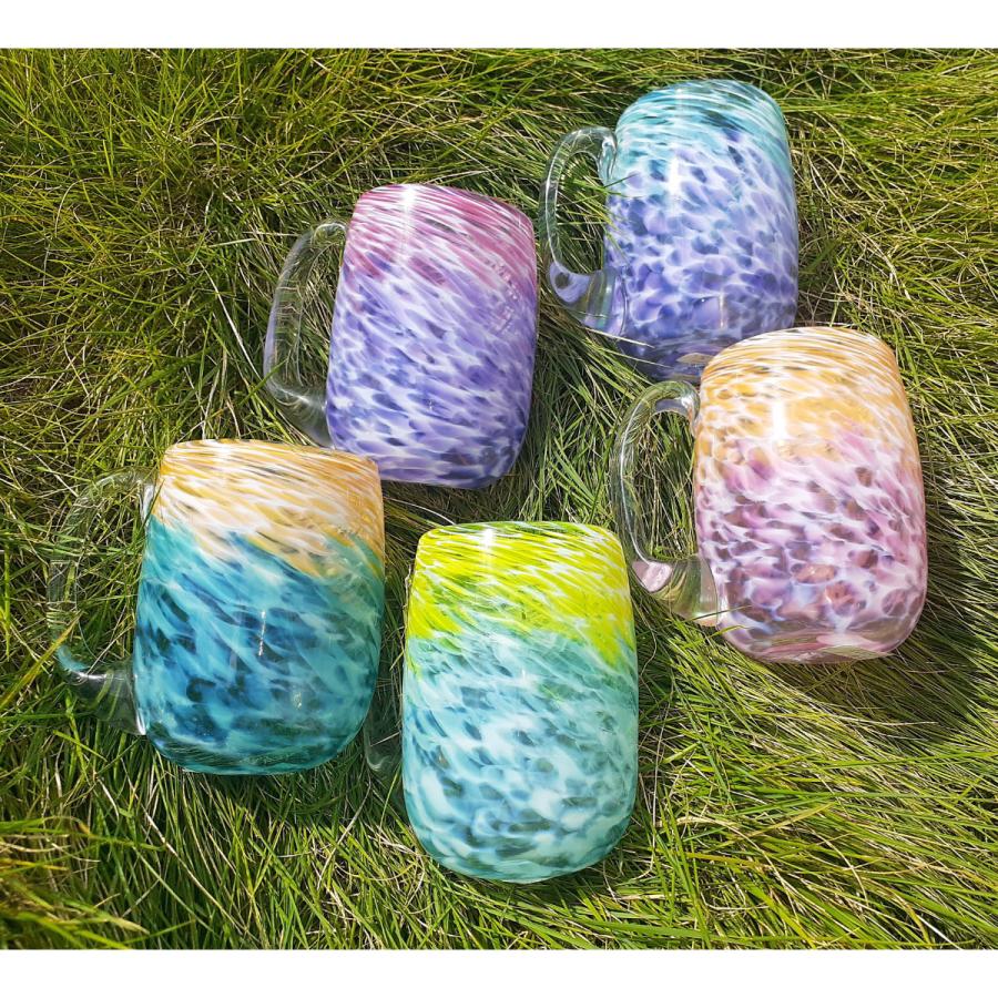 琉球ガラス工房雫 深海ジョッキ ライム/エメラルド 日本製 : LITTLE