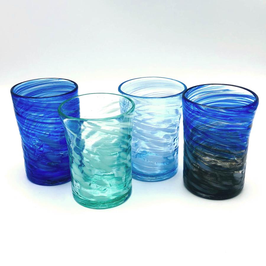 完売 琉球ガラス工房三ツ星 藍(あい)ロックグラス 緑 エメラルド