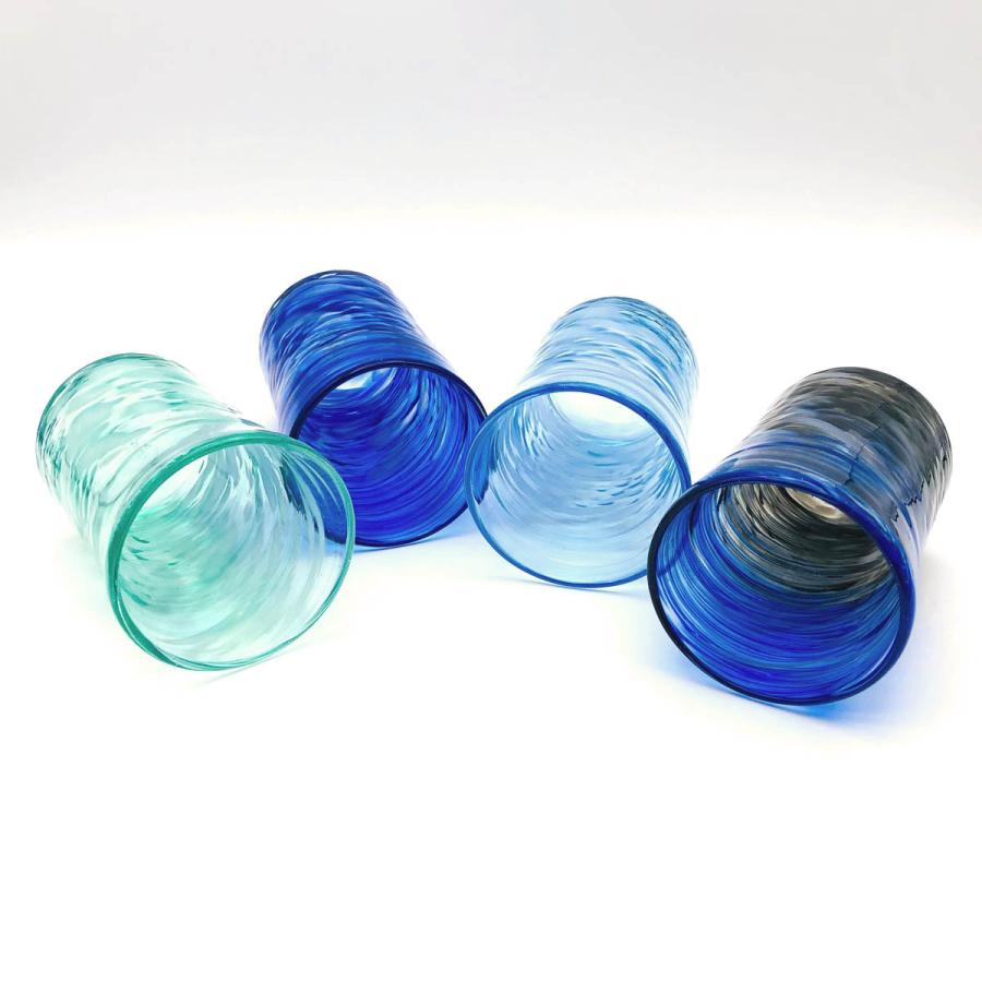 完売 琉球ガラス工房三ツ星 藍(あい)ロックグラス 緑 エメラルド