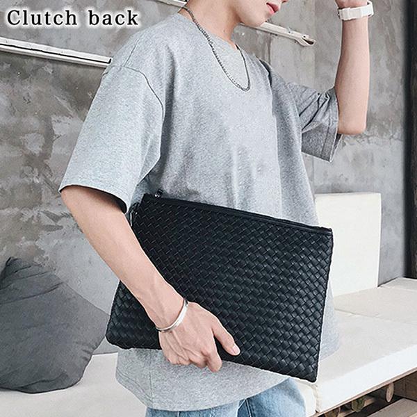 即納 クラッチバッグ Puレザー 高級感 オシャレ メンズクラッチ セカンドバッグ クラッチ Pu革 パーティーバッグ 黒 ブラック ビジネス 編み込み おしゃれ か