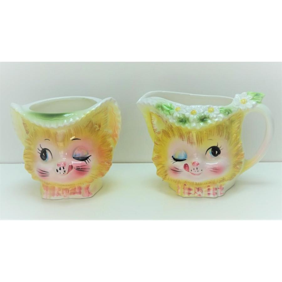 超安い Miss Priss 黄色 のシュガーポットとミルクピッチャー 可愛い猫さん ネコグッズ コーヒー ティーカップ Alencarbraga13 Com Br