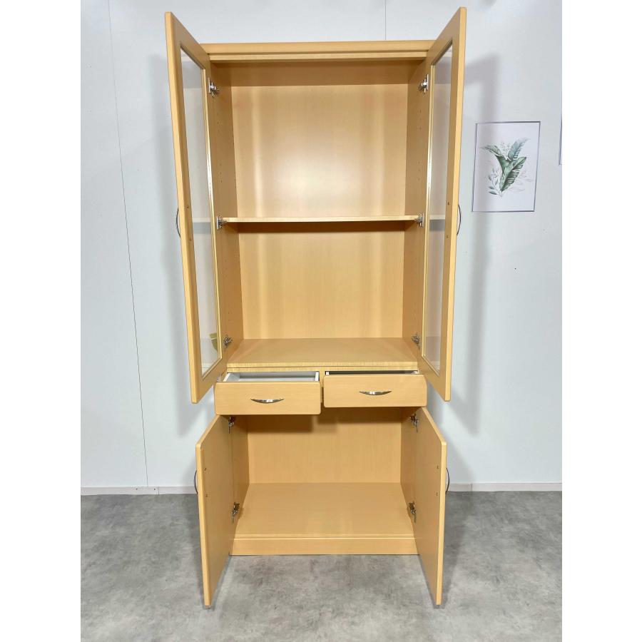 ★リユースのサカイつくば店★TK5723 大川家具 食器棚 ナチュラル H180.5×D46×W100 クリーニング済み ☆リユースのサカイつくば店☆TK5723 大川家具 食器棚 ナチュラル H180