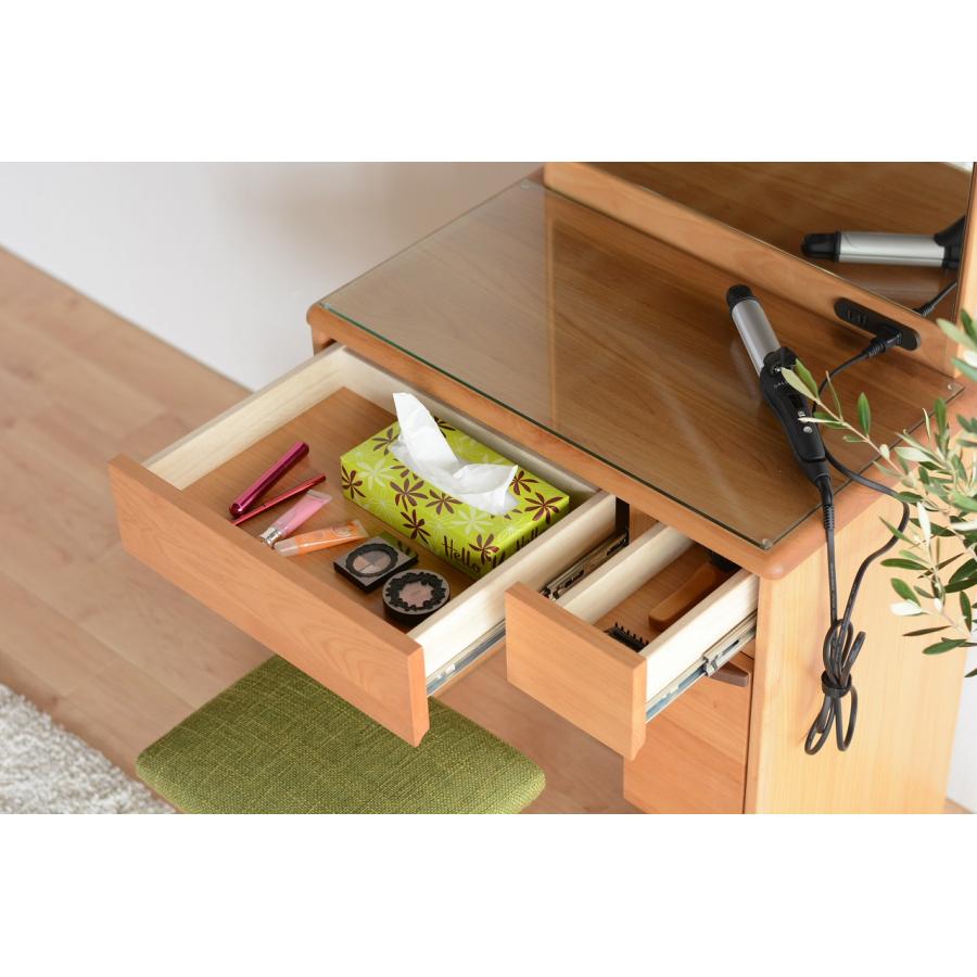 木製ドレッサー・鏡台 スツール付き 面鏡ドレッサー スツール付き 65センチ : forest shop - 通販