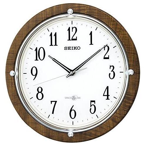 【メーカー直売】 SPACE アナログ 電波 衛星 掛け時計 クロック セイコー LINK (ブラウン) SEIKO GP212B 模様 木目 茶 スペースリンク 掛け時計、壁掛け時計
