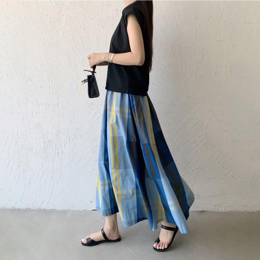 スカート ロング チェック柄 フレアスカート タータンチェック 春 夏