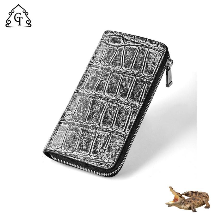 長財布 GTQ6146 ラウンドシップ ファスナー開閉 クロコダイル ワニ革 アンティーク風仕上げ （アリゲーター革・腹部位）