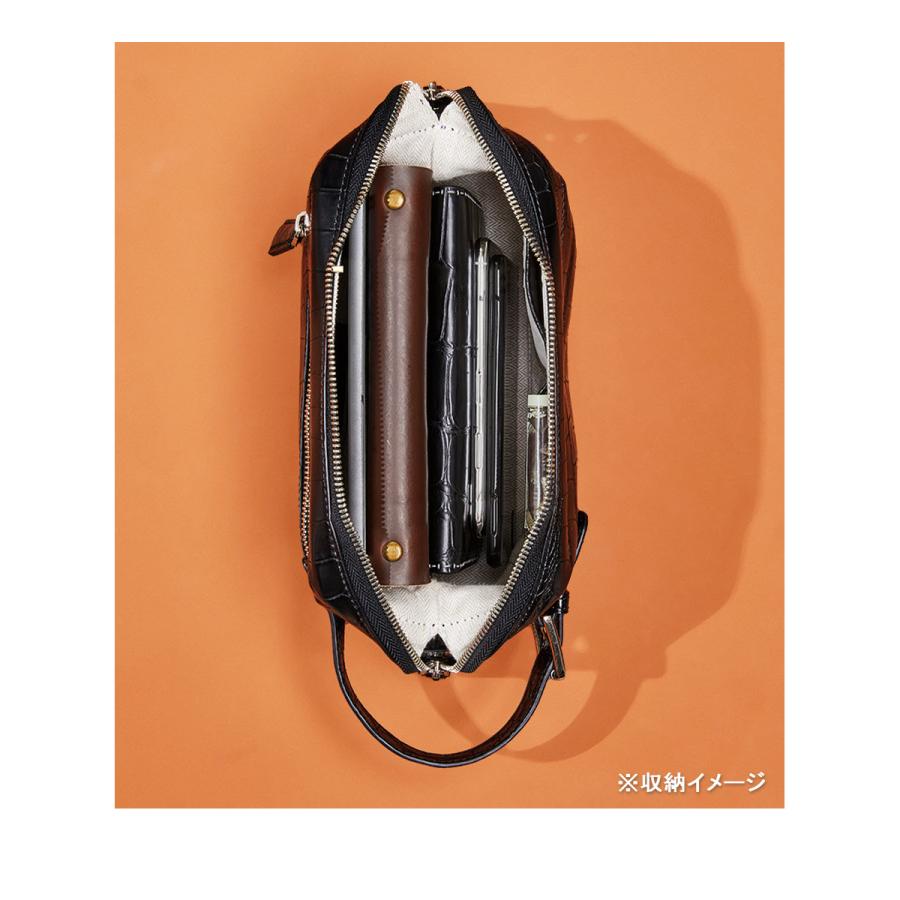 スマートセカンドバッグ GTQ6251 引き手付き クロコダイル ワニ革 メンズ 黒 並行輸入正規品 （アリゲーター・腹部位革）の画像