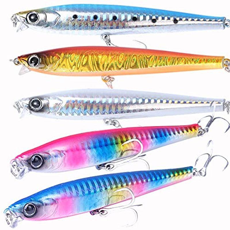 Contyu 青物 シーバス ヒラメ ルアー セット リップ付 シンキング ペンシル ミノー 10 5cm 31g 5個入 5カラー 人気ブランドの