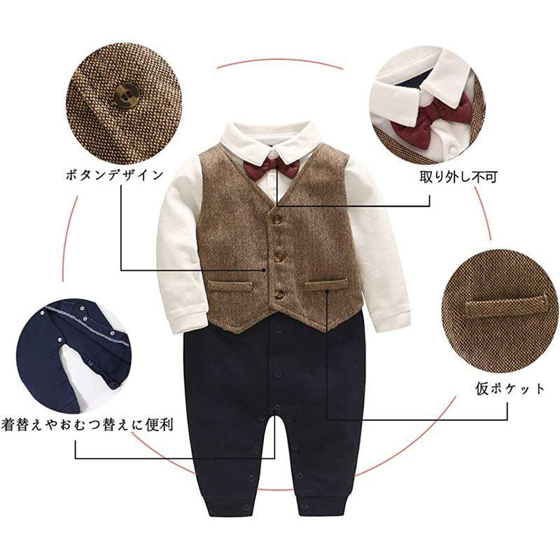 激安商品 エルフ ベビー Fairy Baby フォーマル 男の子 ロンパース 赤ちゃん 結婚式 正装 出産祝い 重ね着風 コーヒー色 Materialworldblog Com