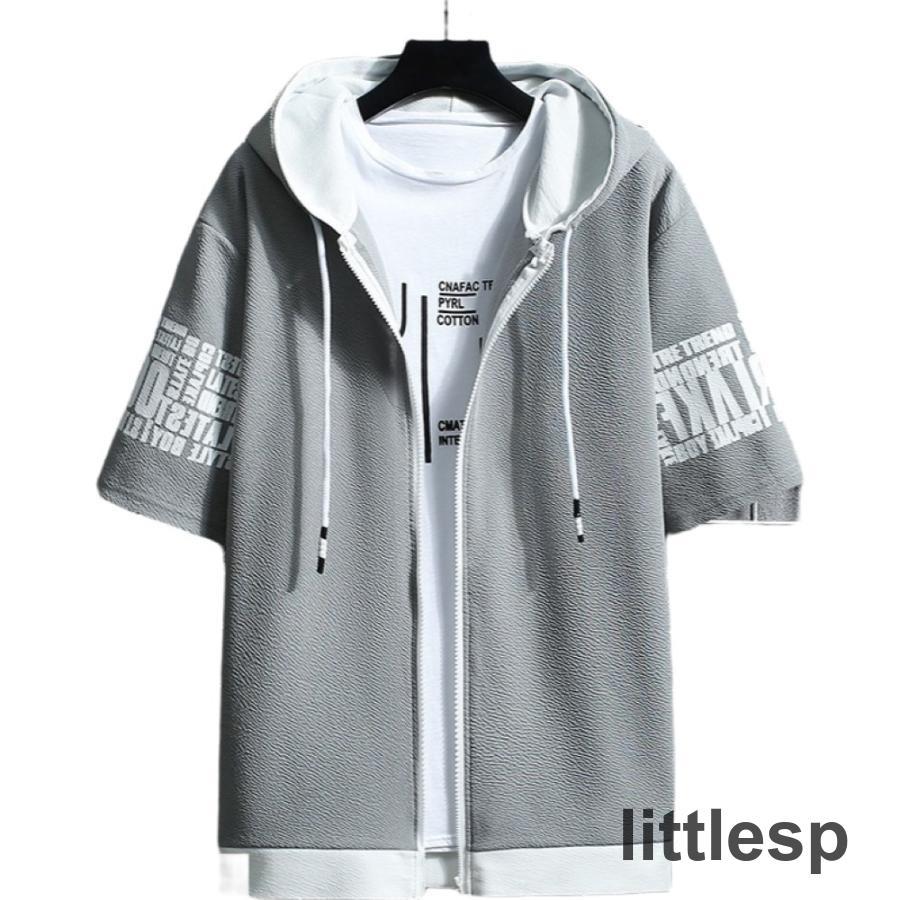 ジップアップパーカー 半袖 メンズ 男性 紳士 トップス 上着