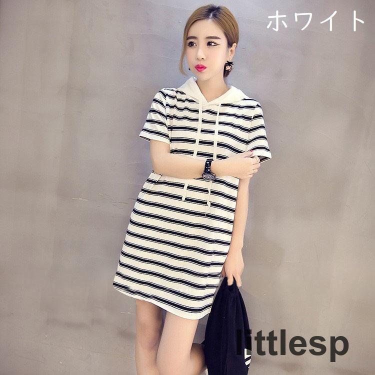 パーカーワンピース レディース 女性 トップス 半袖 フーディ