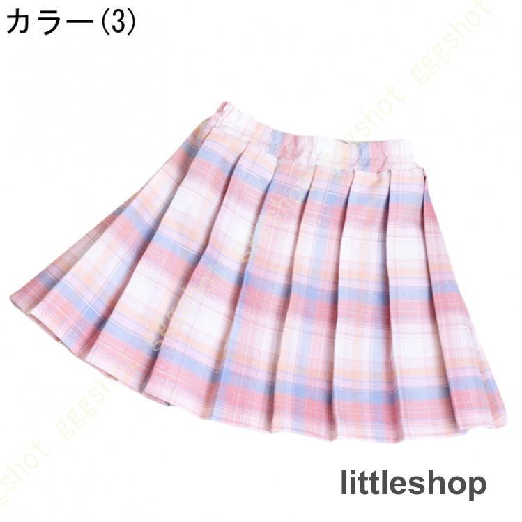 2点セット スカート キッズ 女の子 制服 プリーツスカート 蝶ネクタイ チェック柄 子供服 インナーパンツ付き スカパン 春夏秋 中学生 通学 小学生 JK｜littleshop｜04