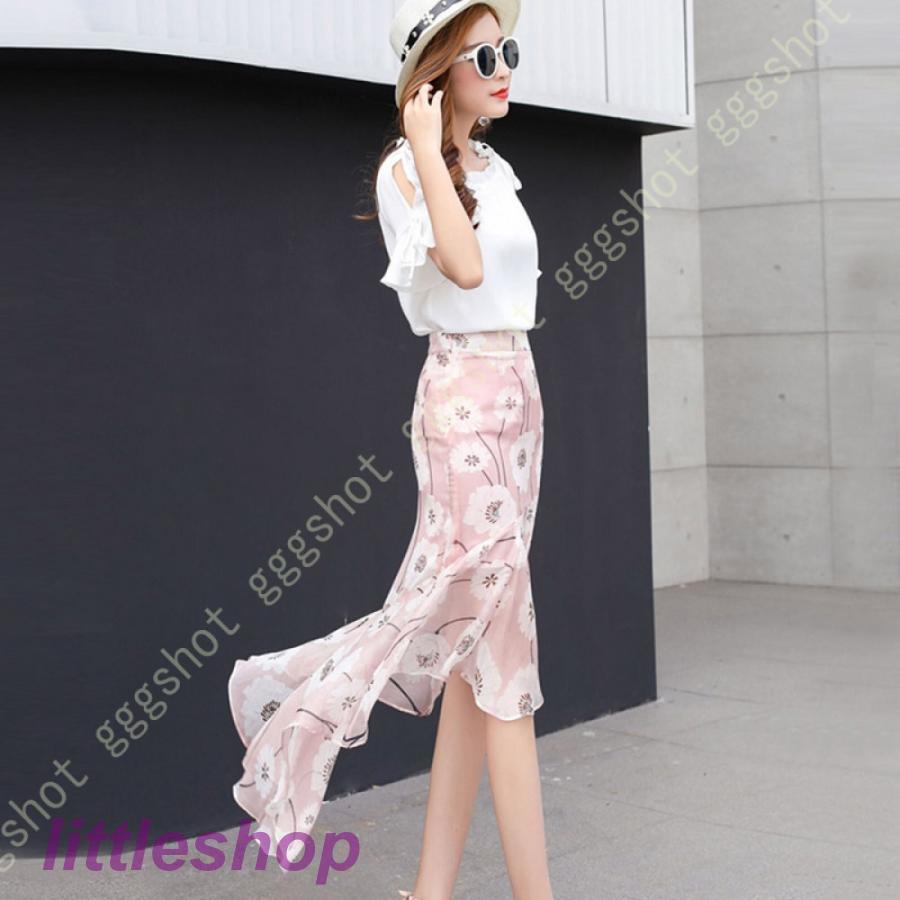 Blumarine 花柄 シルクシフォン フリルフレアスカート Blumarine 花柄 シルクシフォン フリルフレアスカート