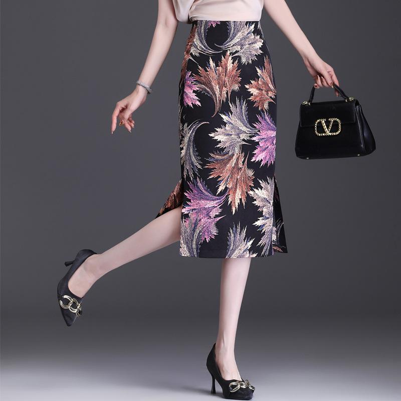 タイトスカート 花柄 ハイウエストスカート 花柄スカート 姫系