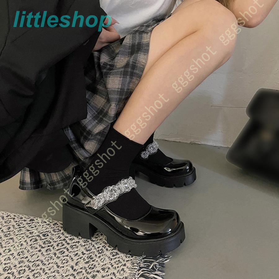 パンプス ロリータ レディース おでこシューズ コスプレ靴 チャンキーヒール5cm 甲ストラップ かわいい お嬢様 女性 ストラップパンプス ラウンドトゥ｜littleshop｜10