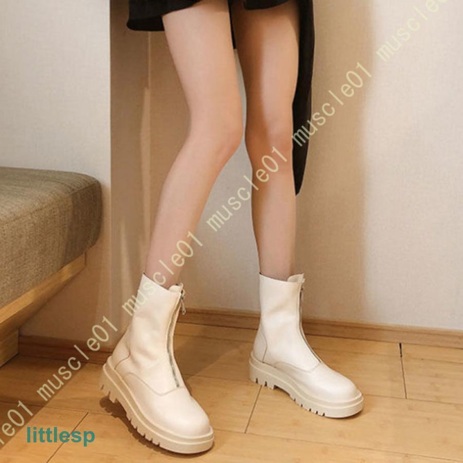 ショートブーツ ブーツ レディース フロントジップ 靴 ラウンド