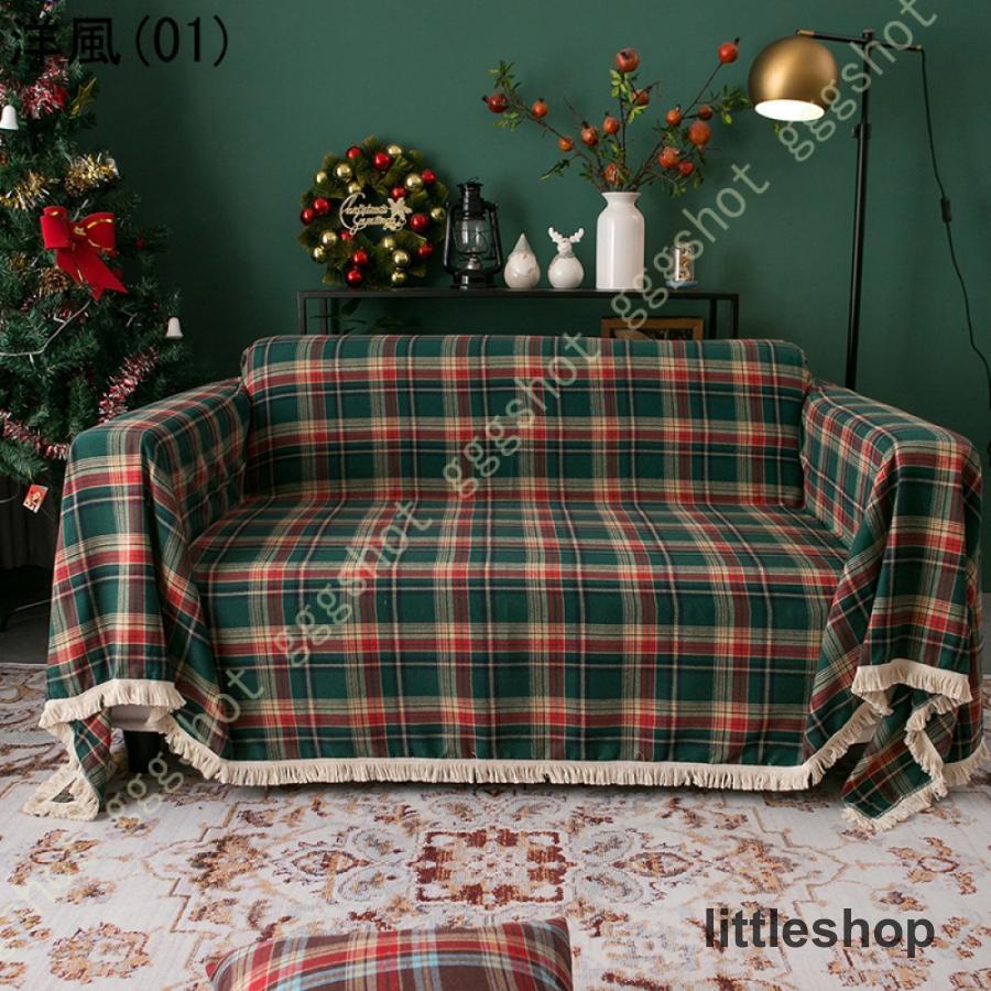 馬　クリスマス　マルチカバー　ソファーカバー　ヴィンテージラグ　188x130 馬 クリスマス マルチカバー ソファーカバー ヴィンテージラグ