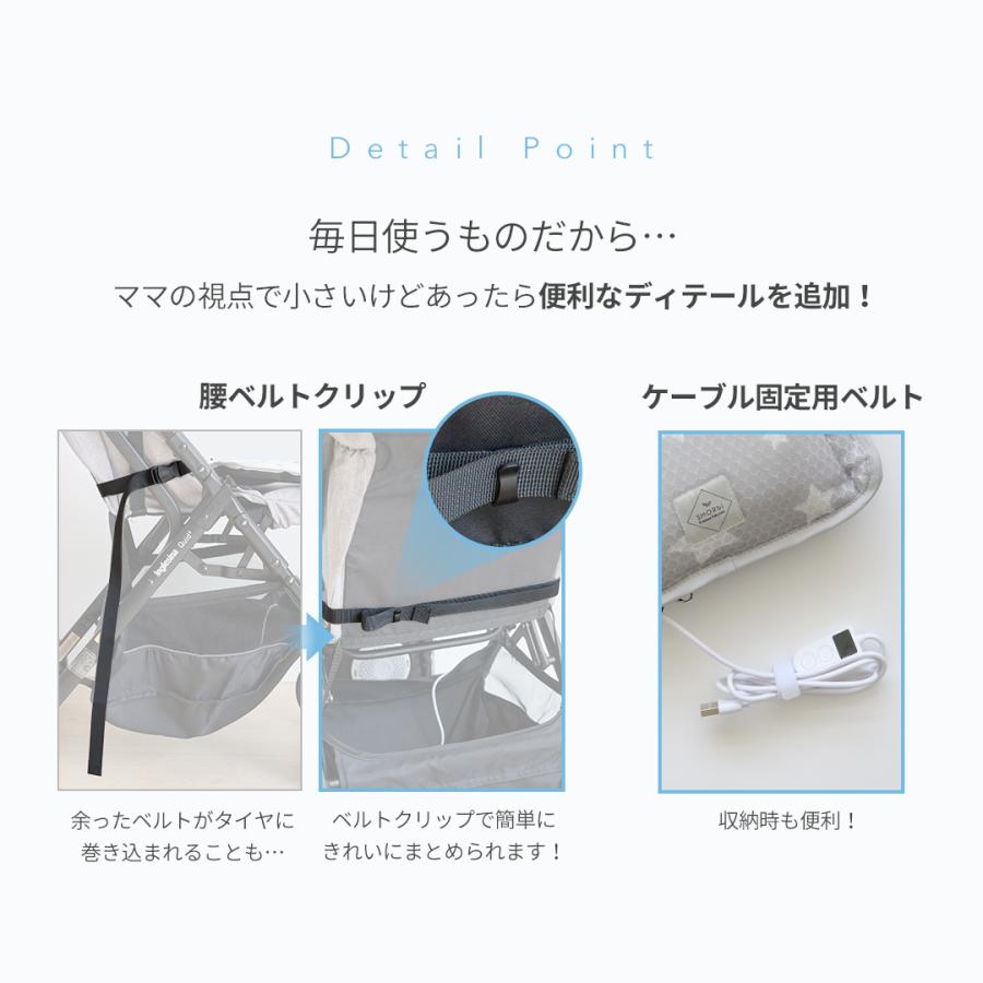 ベビーカー ファン付き シート ベビーカーシートファン 夏用 スモルビ ファン付き クールシート 洗濯可能 ベビーカーシート メッシュ 保冷剤 チャイルドシートの画像