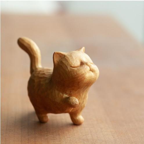 猫 ねこ ネコ 置物 置き物 木彫 一刀彫 リアル繊細彫飾り お土産 猫 ねこ ネコ 置物 置き物 木彫 一刀彫 リアル繊細彫飾り お土産