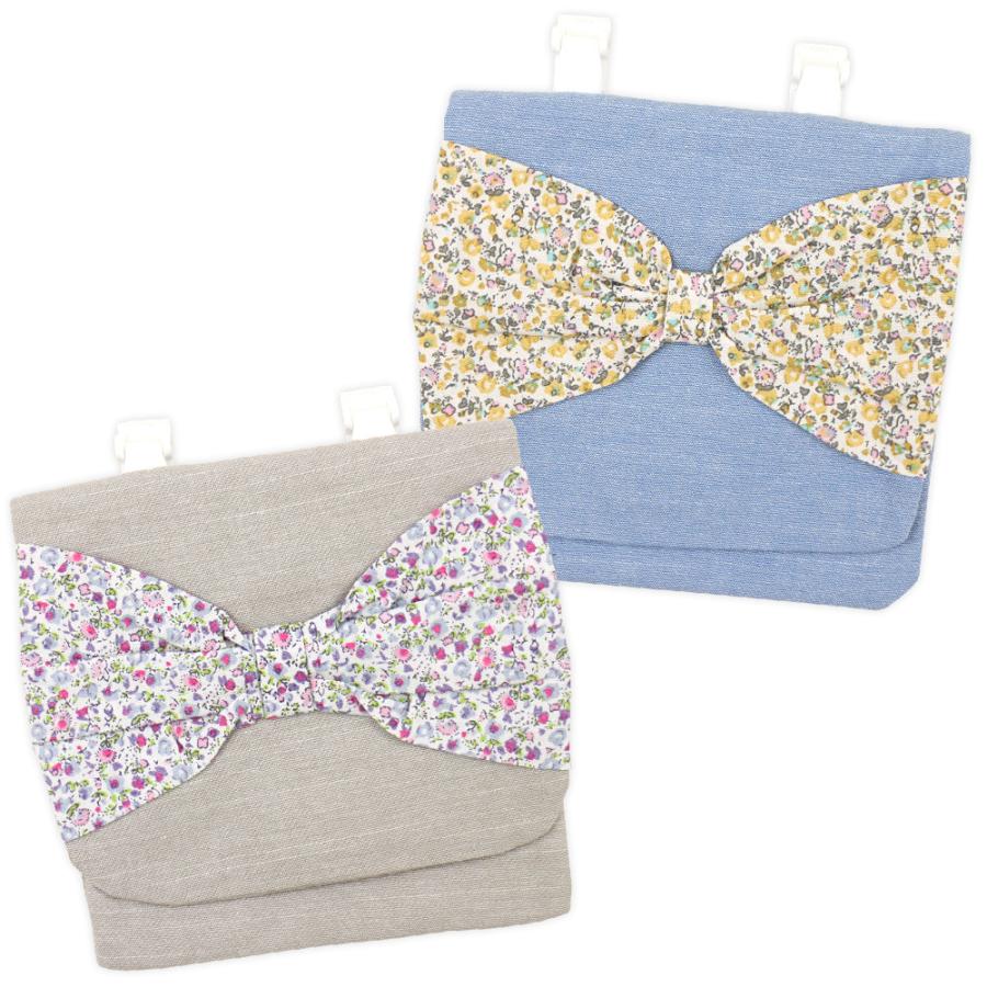 移動ポケット キッズ 女の子 子供 ベビー 小物入れ ハンカチ入れ 小花柄リボン ダンガリー生地 コットン