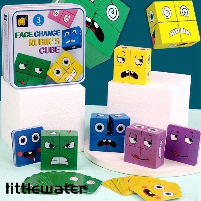 木製パズル 積み木 顔が変わるブロック 表情パズル パズル 積み上げ